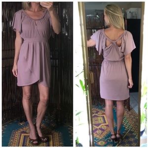Bebe Mauve Wrap Style Flutter Sleeve Dress